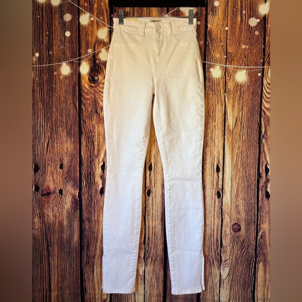 L'AGENCE Women's High Rise Split Hem White Skinny Jeans